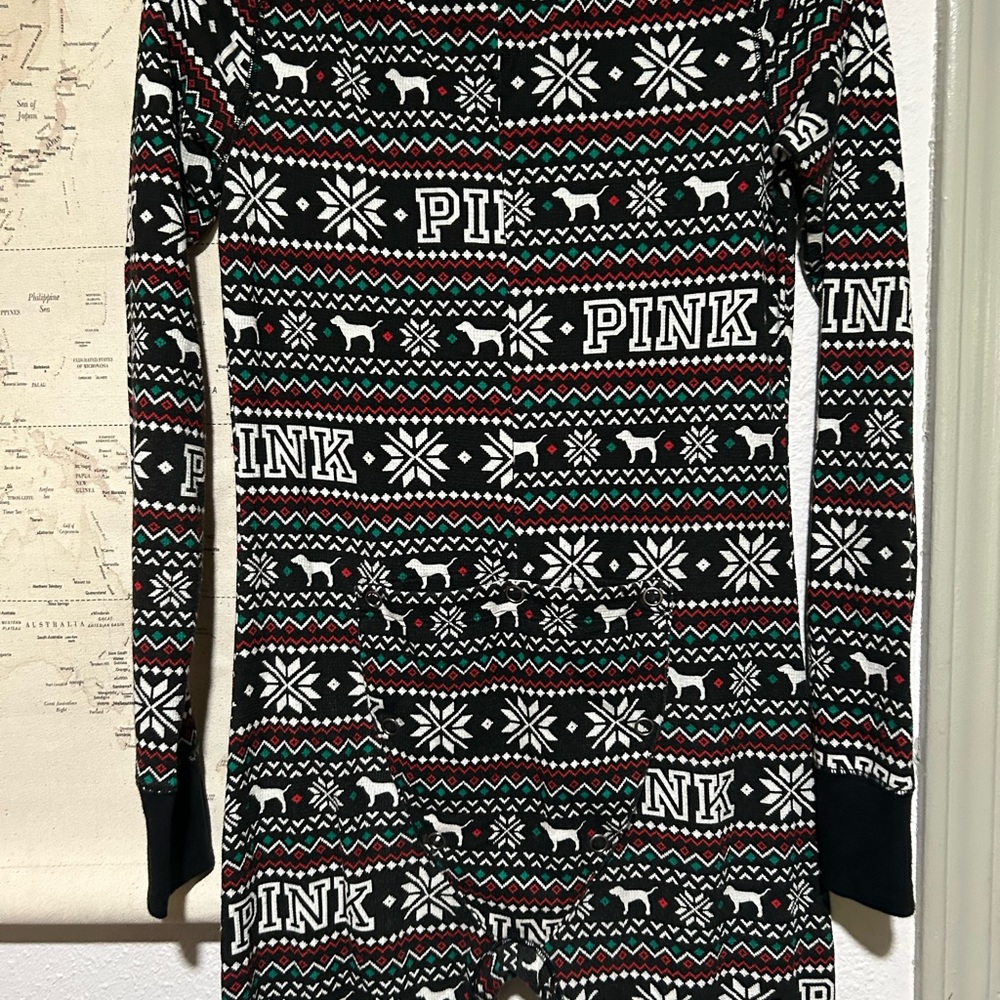 PINK Victoria's Secret Black and Red Patterned Onesie - Picture 7 of 9